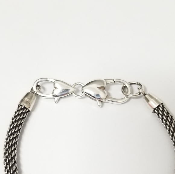 Brighton Hand Hammered Silver Bead & Hand Set Green Crystal Bead Charm Bracelet - Picture 6 of 11